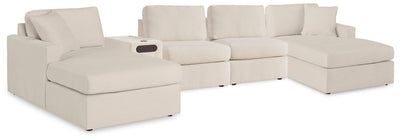 Modmax 5 Piece Sectional with Audio Console in Oyster Performance Fabric and Next-Gen Nuvella