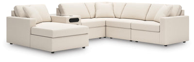 Modmax 6-Piece Sectional with Audio System and LAF Chaise in Oyster Performance Fabric and Next-Gen Nuvella