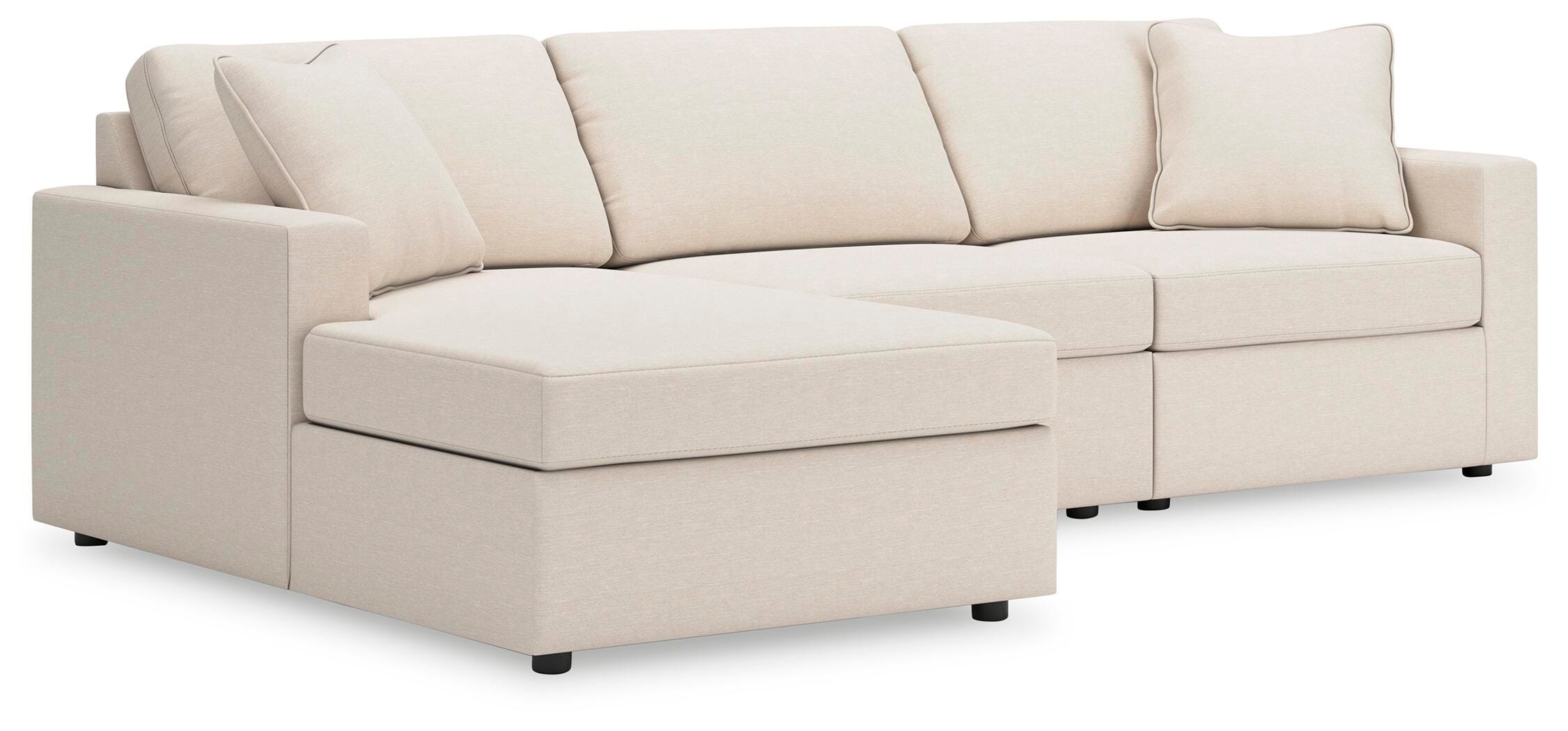 Modmax 3-Piece LAF Chaise Sectional in Oyster Performance Fabric and Next-Gen Nuvella