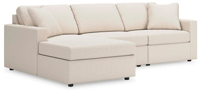 Modmax 3-Piece LAF Chaise Sectional in Oyster Performance Fabric and Next-Gen Nuvella