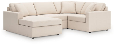 Modmax 4-Piece LAF Chaise Sectional in Oyster Performance Fabric and Next-Gen Nuvella