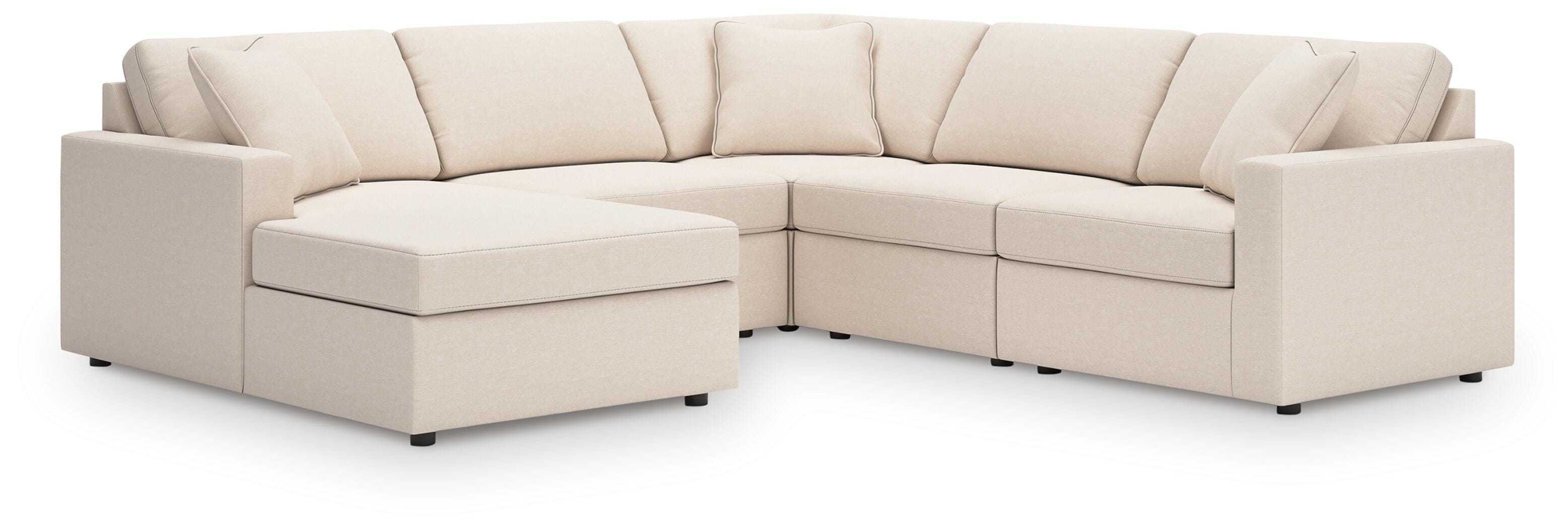 Modmax 5-Piece LAF Chaise Sectional in Oyster Performance Fabric and Next-Gen Nuvella