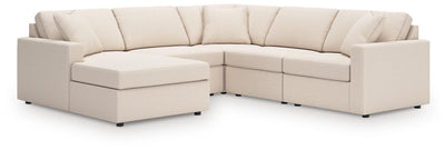 Modmax 5-Piece LAF Chaise Sectional in Oyster Performance Fabric and Next-Gen Nuvella