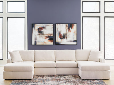 Modmax 4-Piece Double Chaise Sectional in Oyster Performance Fabric and Next-Gen Nuvella