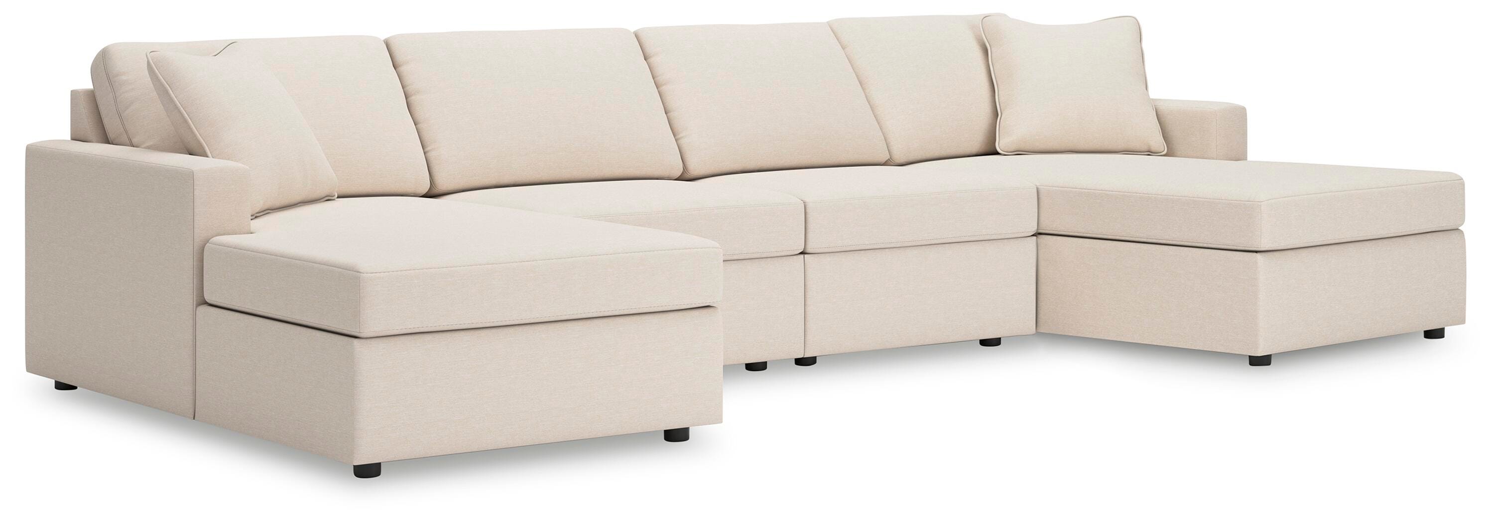 Modmax 4-Piece Double Chaise Sectional in Oyster Performance Fabric and Next-Gen Nuvella