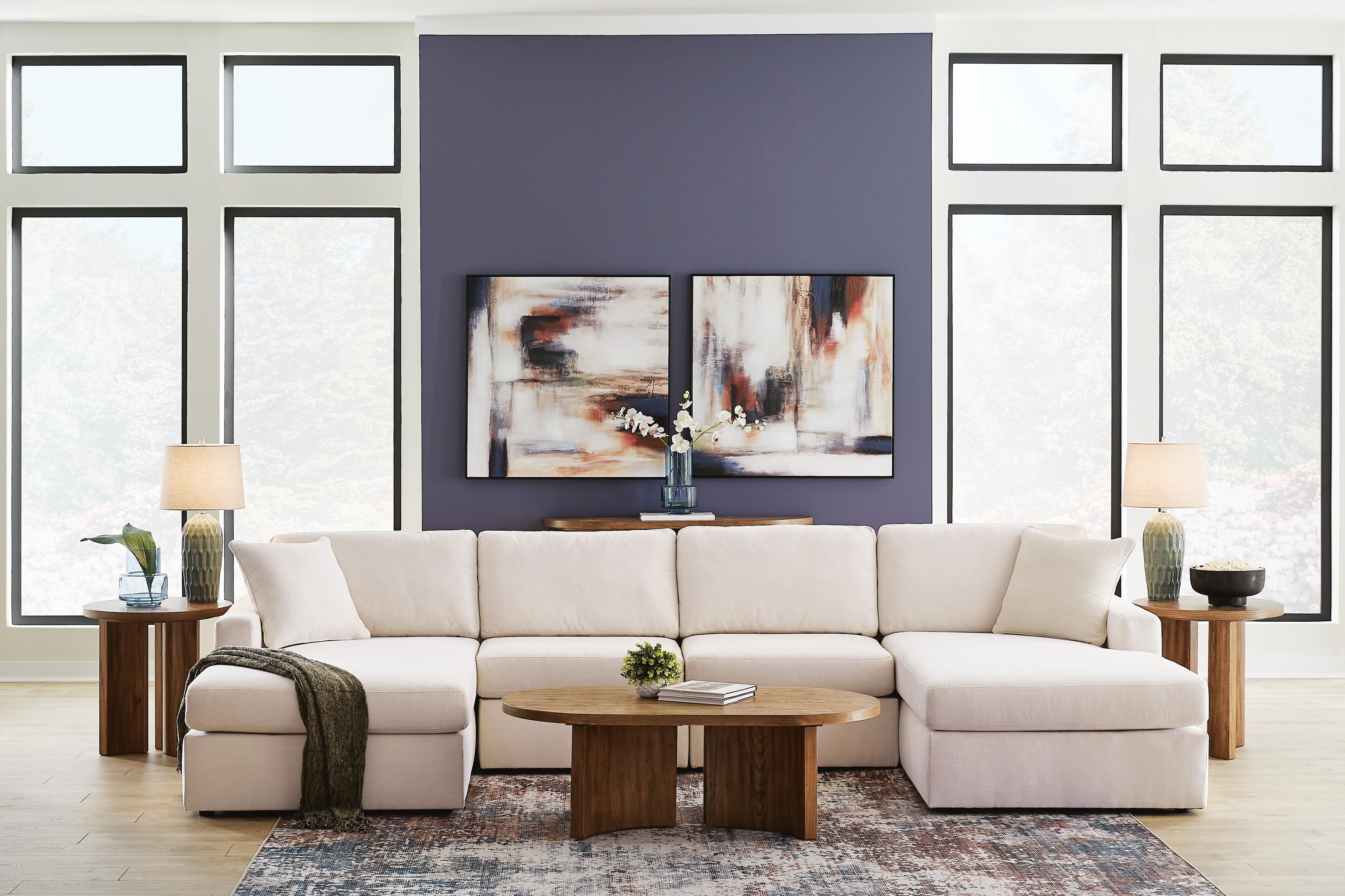 Modmax 4-Piece Double Chaise Sectional in Oyster Performance Fabric and Next-Gen Nuvella