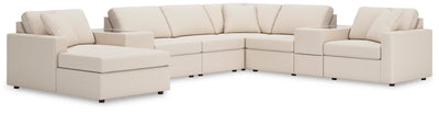 Modmax 8-Piece LAF Chaise Sectional and Storage Consoles in Oyster Performance Fabric and Next-Gen Nuvella