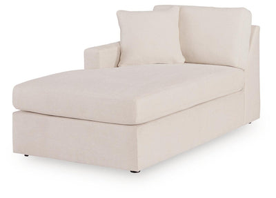 Modmax 4-Piece LAF Chaise Sectional and Audio Console in Oyster Performance Fabric and Next-Gen Nuvella