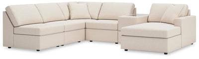 Modmax 6-Piece RAF Chaise Sectional and Storage Console in Oyster Performance Fabric and Next-Gen Nuvella