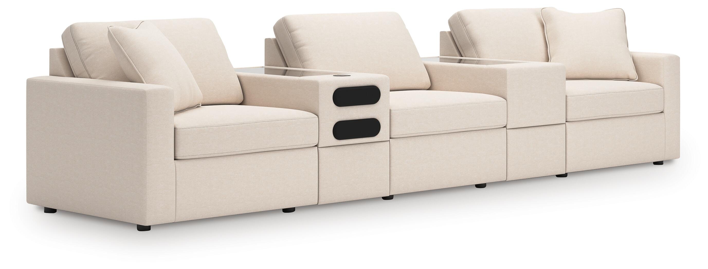 Modmax 5-Piece Sectional with Audio System in Oyster Performance Fabric and Next-Gen Nuvella