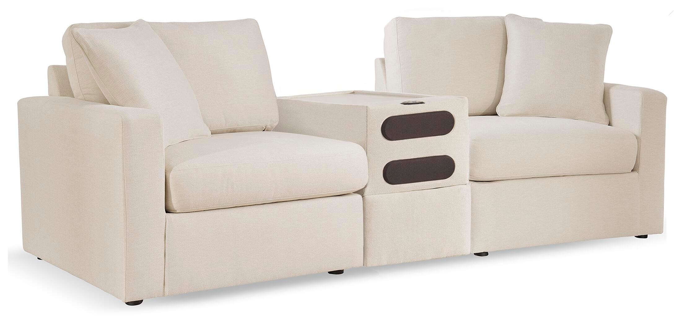 Modmax 3-Piece Sectional with Audio Console in Oyster Performance Fabric and Next-Gen Nuvella
