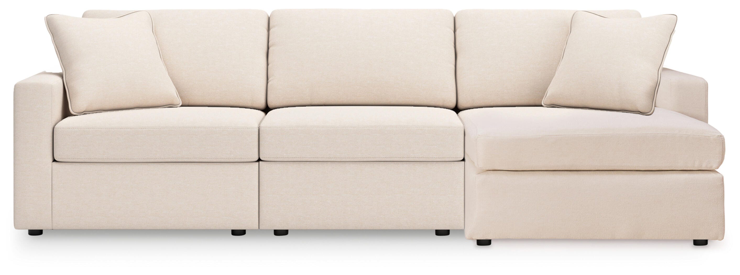 Modmax 3-Piece RAF Chaise Sectional in Oyster Performance Fabric and Next-Gen Nuvella