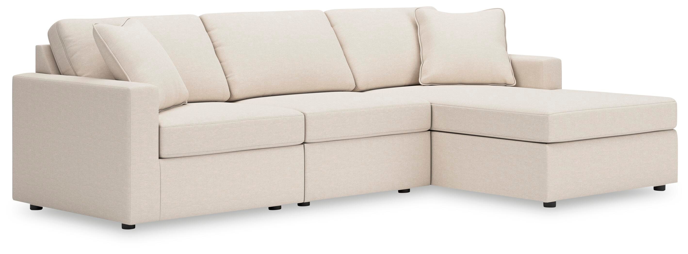 Modmax 3-Piece RAF Chaise Sectional in Oyster Performance Fabric and Next-Gen Nuvella