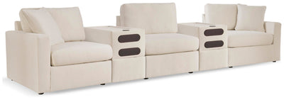 Modmax 5-Piece Sectional with Audio Consoles in Oyster Performance Fabric and Next-Gen Nuvella