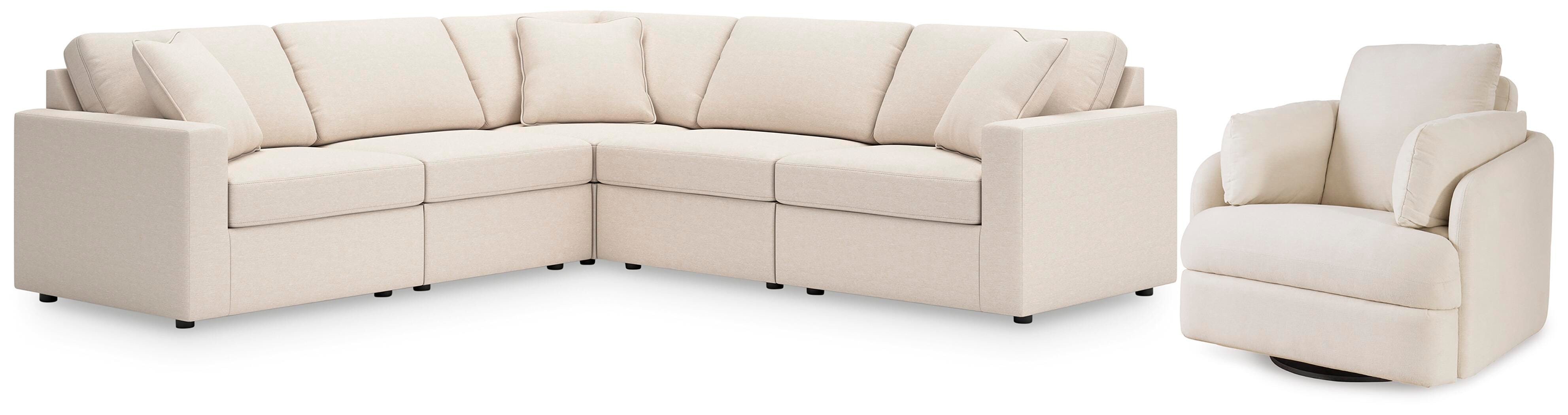 Modmax 5-Piece Sectional and Swivel Glider Recliner in Oyster