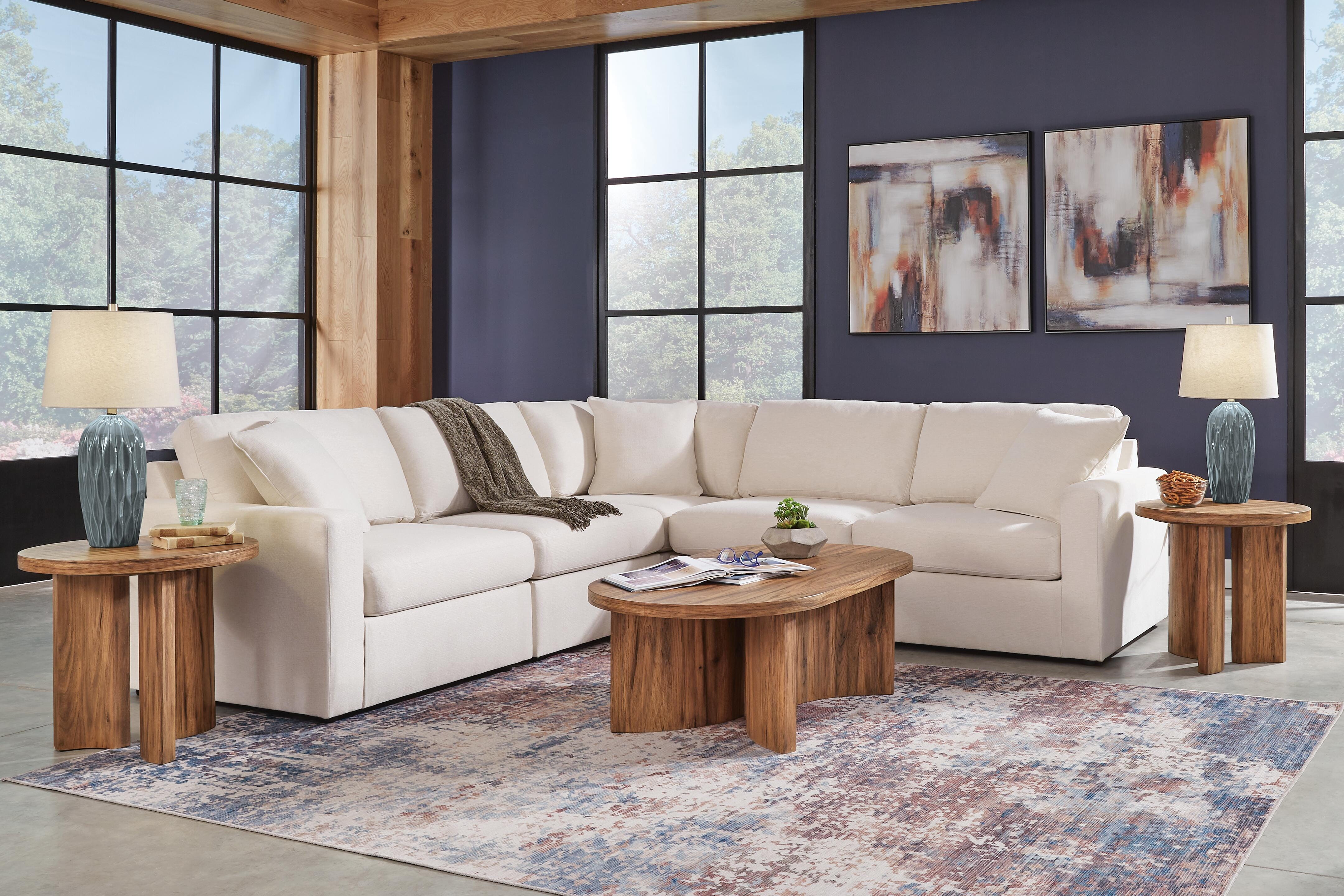 Modmax 5-Pc Sectional in Oyster Performance Fabric and Next-Gen Nuvella