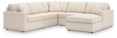Modmax 5-Piece RAF Chaise Sectional in Oyster Performance Fabric and Next-Gen Nuvella