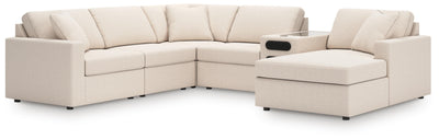 Modmax 6-Piece Sectional with Audio System and Chaise in Oyster Performance Fabric and Next-Gen Nuvella