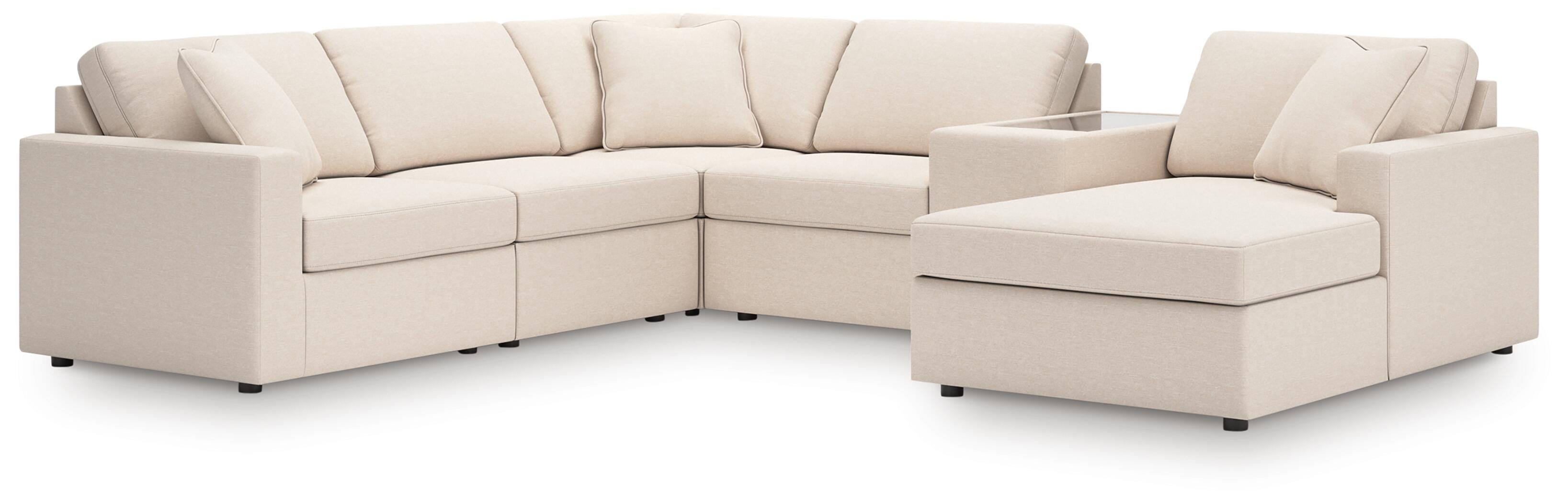 Modmax 6-Piece RAF Chaise Sectional in Oyster Performance Fabric and Next-Gen Nuvella