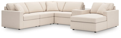 Modmax 6-Piece RAF Chaise Sectional in Oyster Performance Fabric and Next-Gen Nuvella