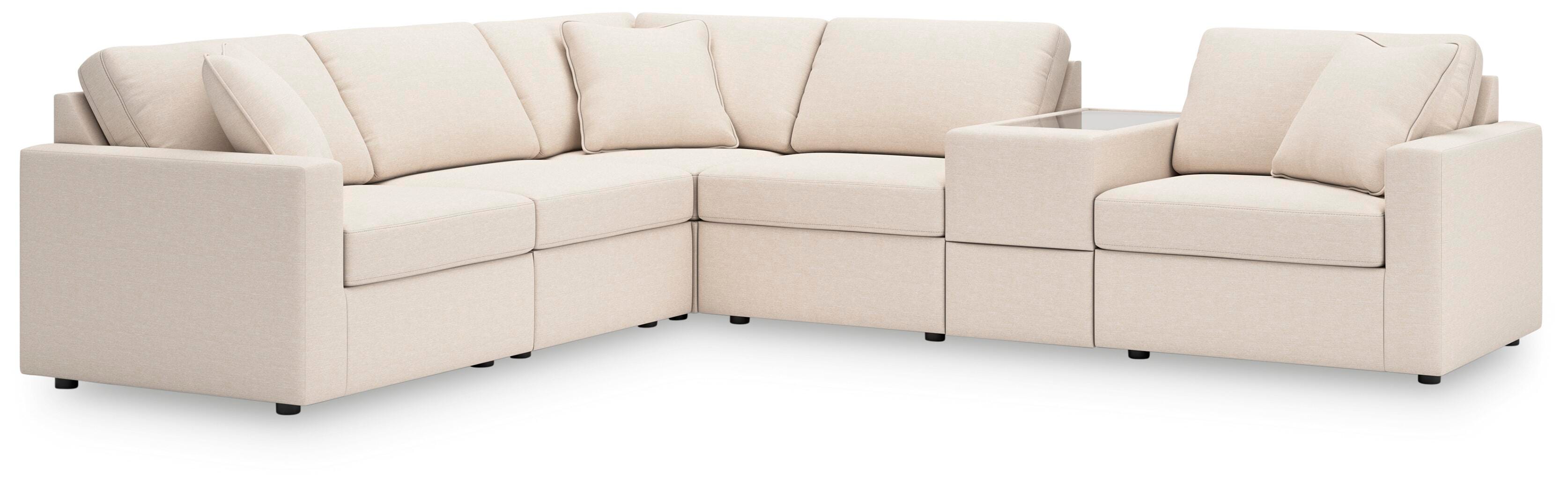 Modmax 6-Piece Sectional w/ Storage Console in Oyster Performance Fabric and Next-Gen Nuvella
