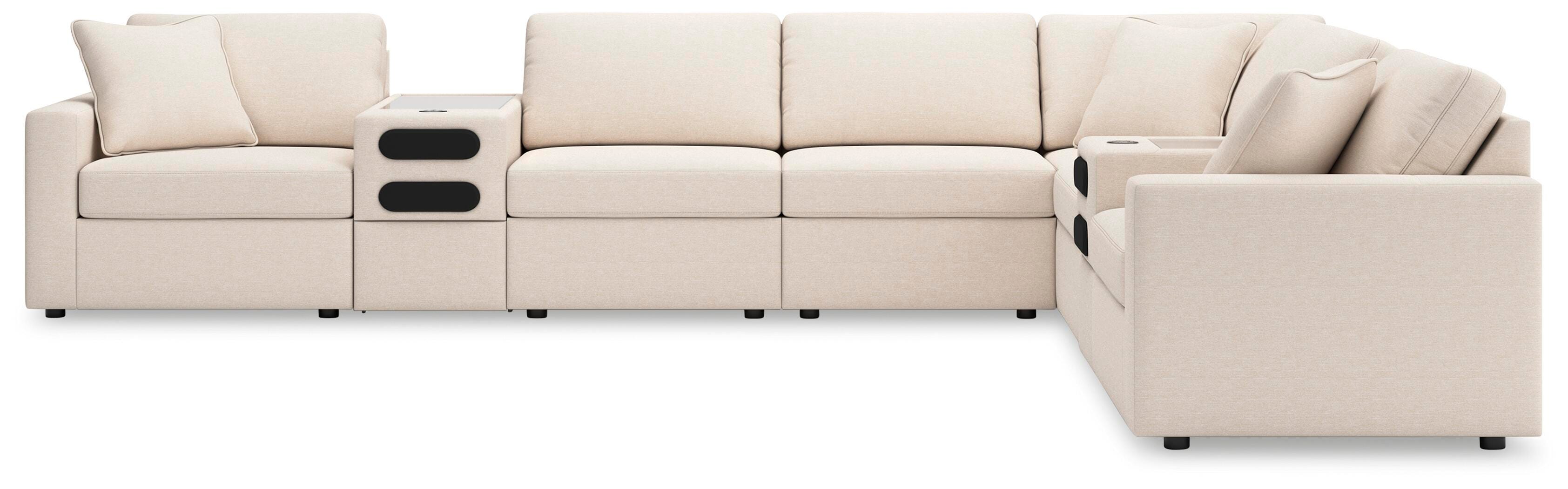 Modmax 8-Piece Sectional with Audio Consoles in Oyster Performance Fabric and Next-Gen Nuvella