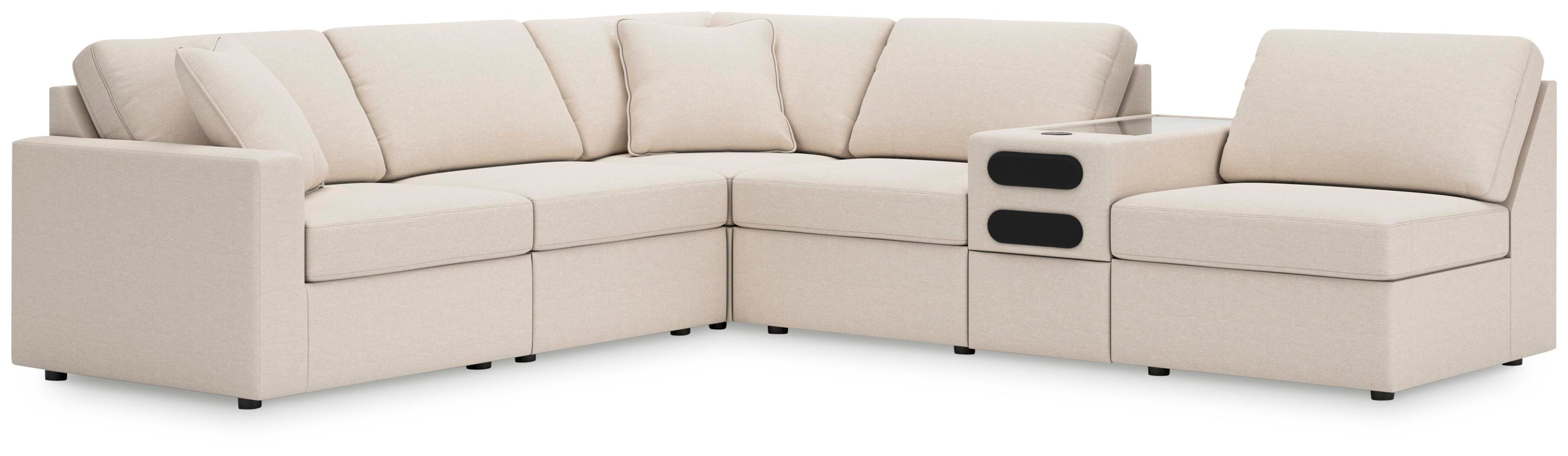 Modmax 6-Piece Sectional with Audio Console in Oyster Performance Fabric and Next-Gen Nuvella