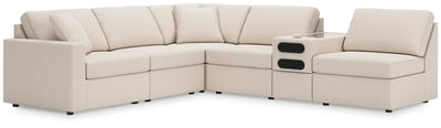 Modmax 6-Piece Sectional with Audio Console in Oyster Performance Fabric and Next-Gen Nuvella