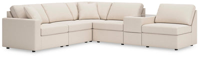 Modmax 6-Piece Sectional with Storage Console in Oyster Performance Fabric and Next-Gen Nuvella