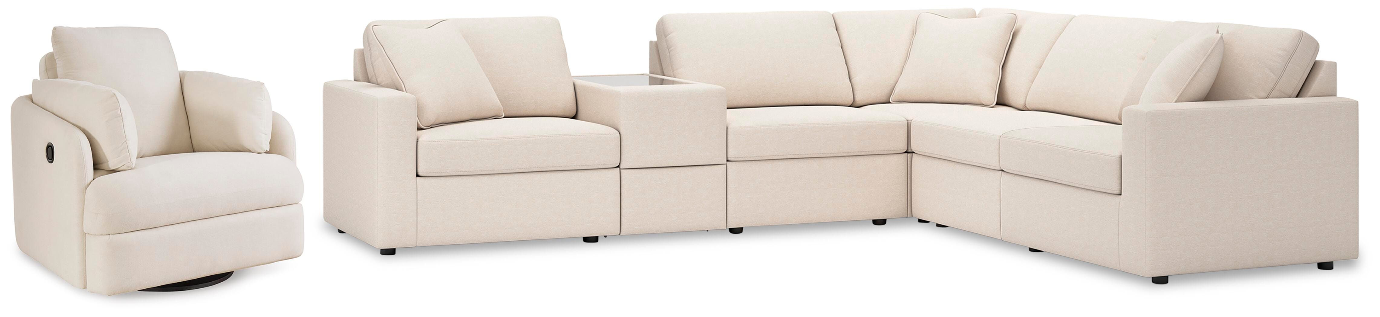 Modmax 6-Piece Sectional and Swivel Glider Recliner in Oyster