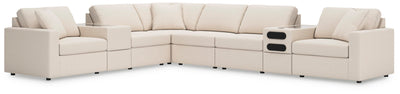 Modmax 8-Piece Sectional with Audio and Storage Consoles in Oyster Performance Fabric and Next-Gen Nuvella