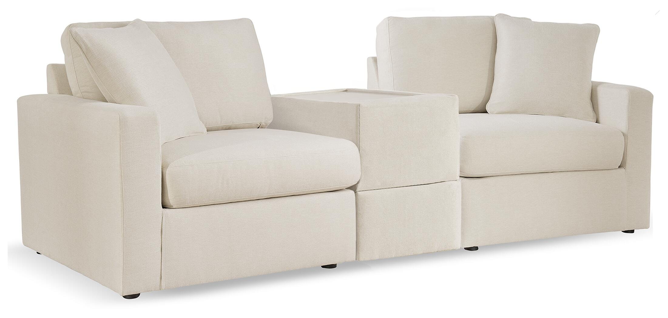 Modmax 3-Piece Sectional with Storage Console in Oyster Performance Fabric and Next-Gen Nuvella