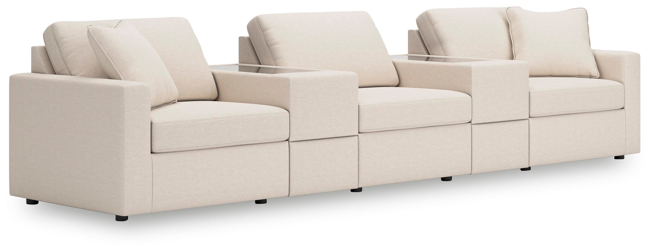 Modmax 5-Piece Sectional with Storage Consoles in Oyster Performance Fabric and Next-Gen Nuvella
