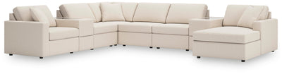 Modmax 8-Piece RAF Chaise Sectional and Storage Consoles in Oyster Performance Fabric and Next-Gen Nuvella