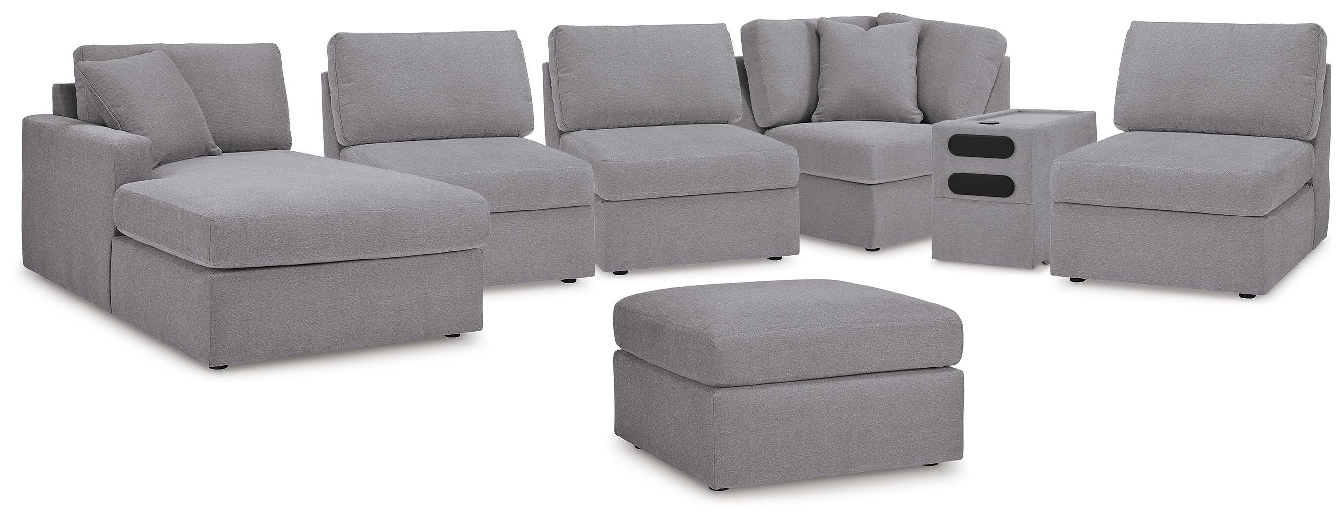 Modmax 6-Piece Sectional with LAF Chaise and Ottoman in Granite