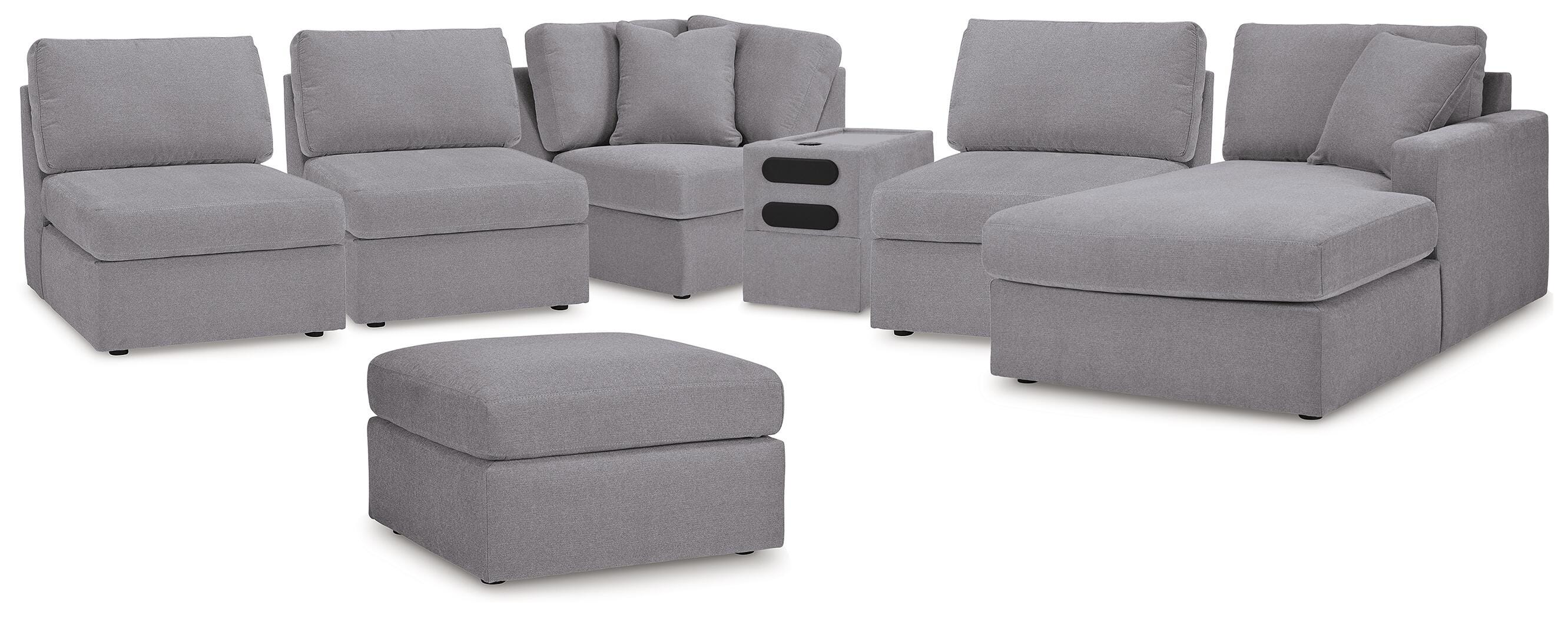Modmax 6-Piece Sectional with Chaise and Ottoman in Granite