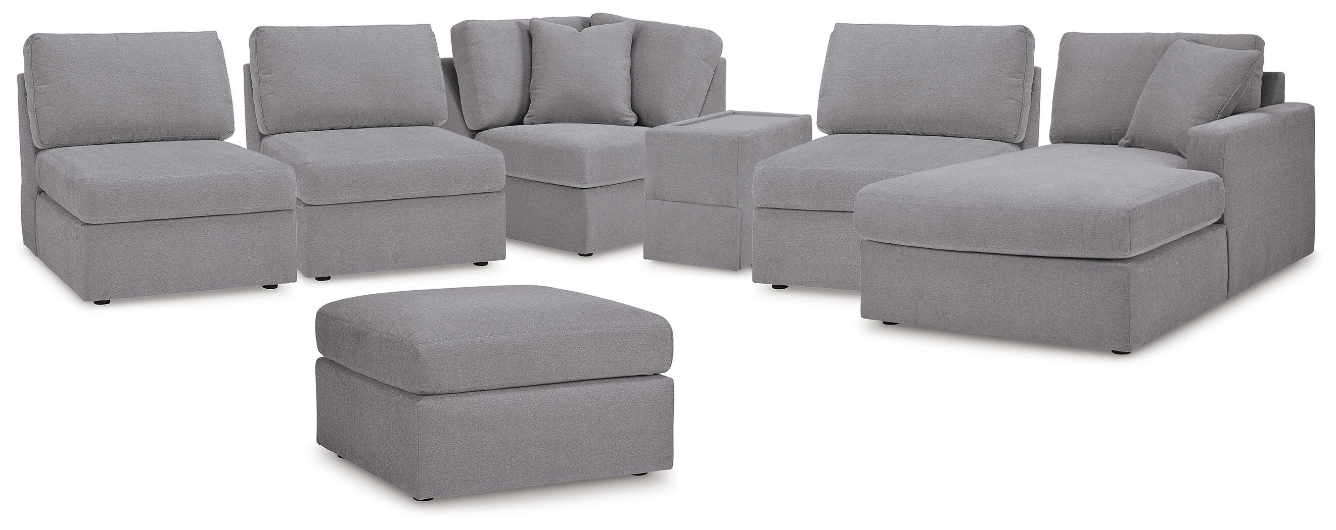 Modmax 6-Piece Sectional with RAF Chaise and Ottoman in Granite