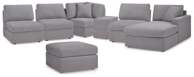 Modmax 6-Piece Sectional with RAF Chaise and Ottoman in Granite