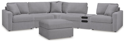 Modmax 6-Piece Sectional and Oversized Accent Ottoman in Granite