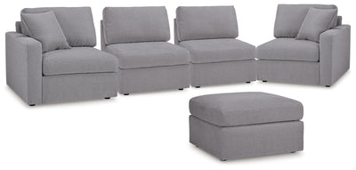Modmax 4-Piece Sectional w/ Ottoman in Granite