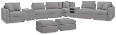 Modmax 8-Piece Sectional and 2 Ottomans in Granite