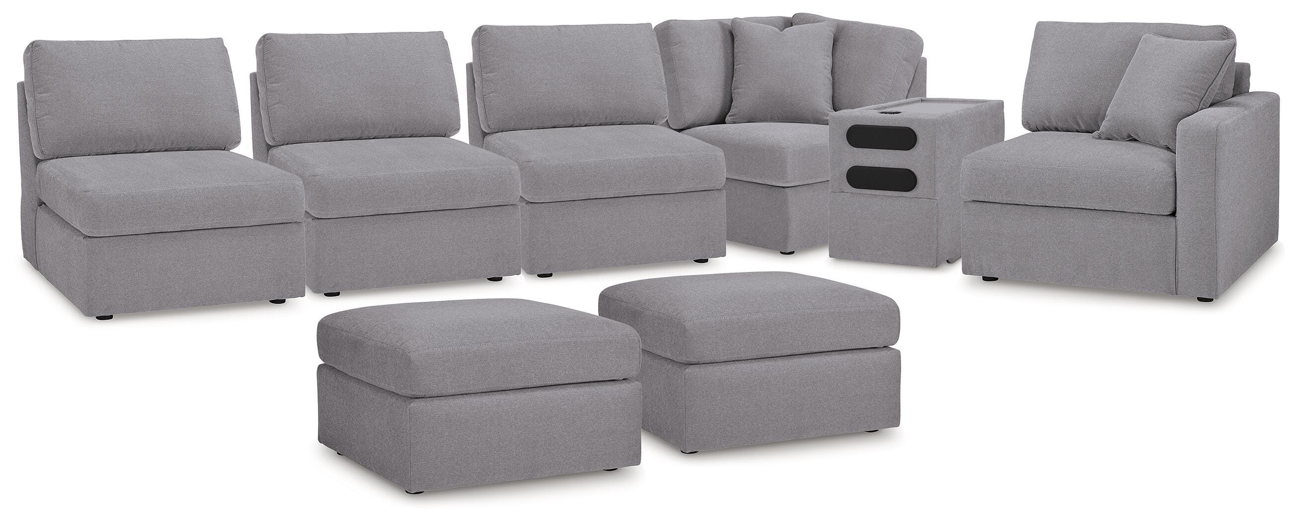 Modmax 6-Piece Sectional and 2 Ottomans in Granite