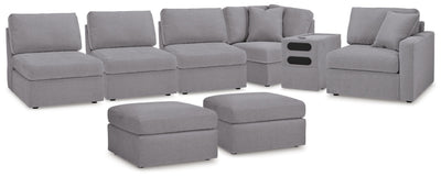 Modmax 6-Piece Sectional and 2 Ottomans in Granite