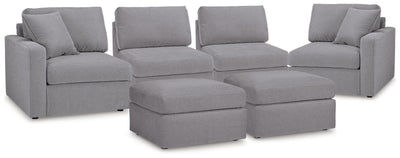 Modmax 4-Piece Sectional and 2 Ottomans in Granite