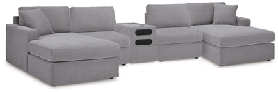 Modmax 5 Piece Sectional with Audio Console in Granite Performance Fabric and Next-Gen Nuvella