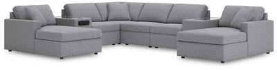 Modmax 8-Piece Double Chaise Sectional with Audio and Storage Consoles in Granite Performance Fabric and Next-Gen Nuvella