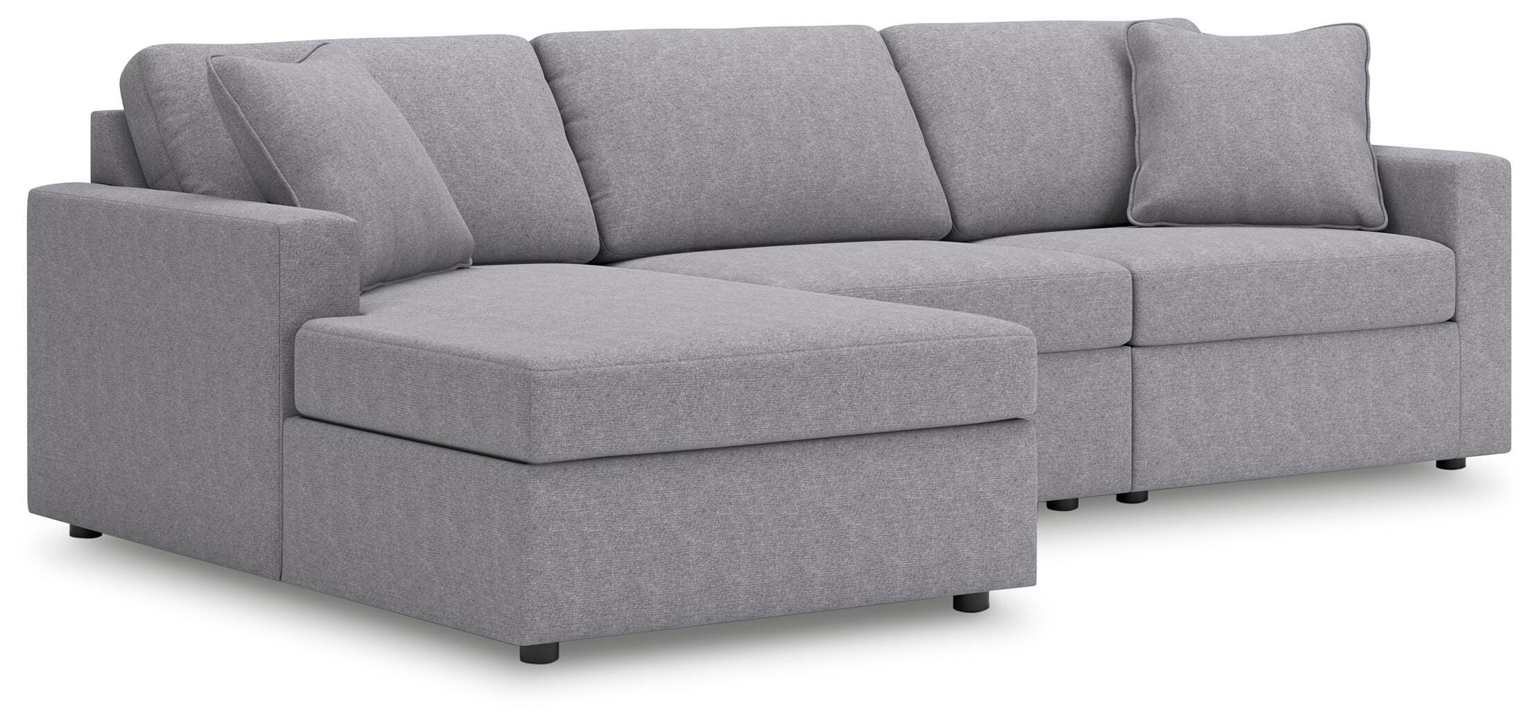 Modmax 3-Piece LAF Chaise Sectional in Granite Performance Fabric and Next-Gen Nuvella