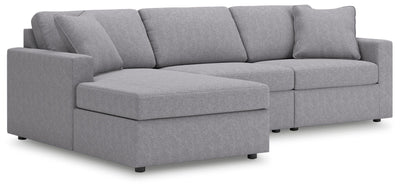 Modmax 3-Piece LAF Chaise Sectional in Granite Performance Fabric and Next-Gen Nuvella