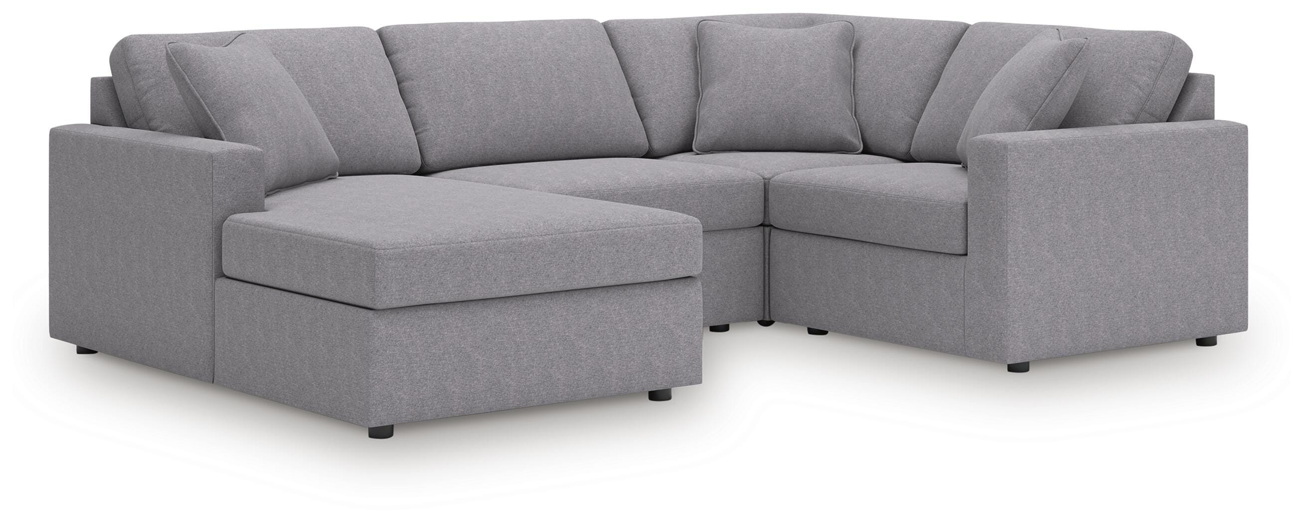 Modmax 4-Piece LAF Chaise Sectional in Granite Performance Fabric and Next-Gen Nuvella