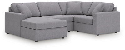 Modmax 4-Piece LAF Chaise Sectional in Granite Performance Fabric and Next-Gen Nuvella